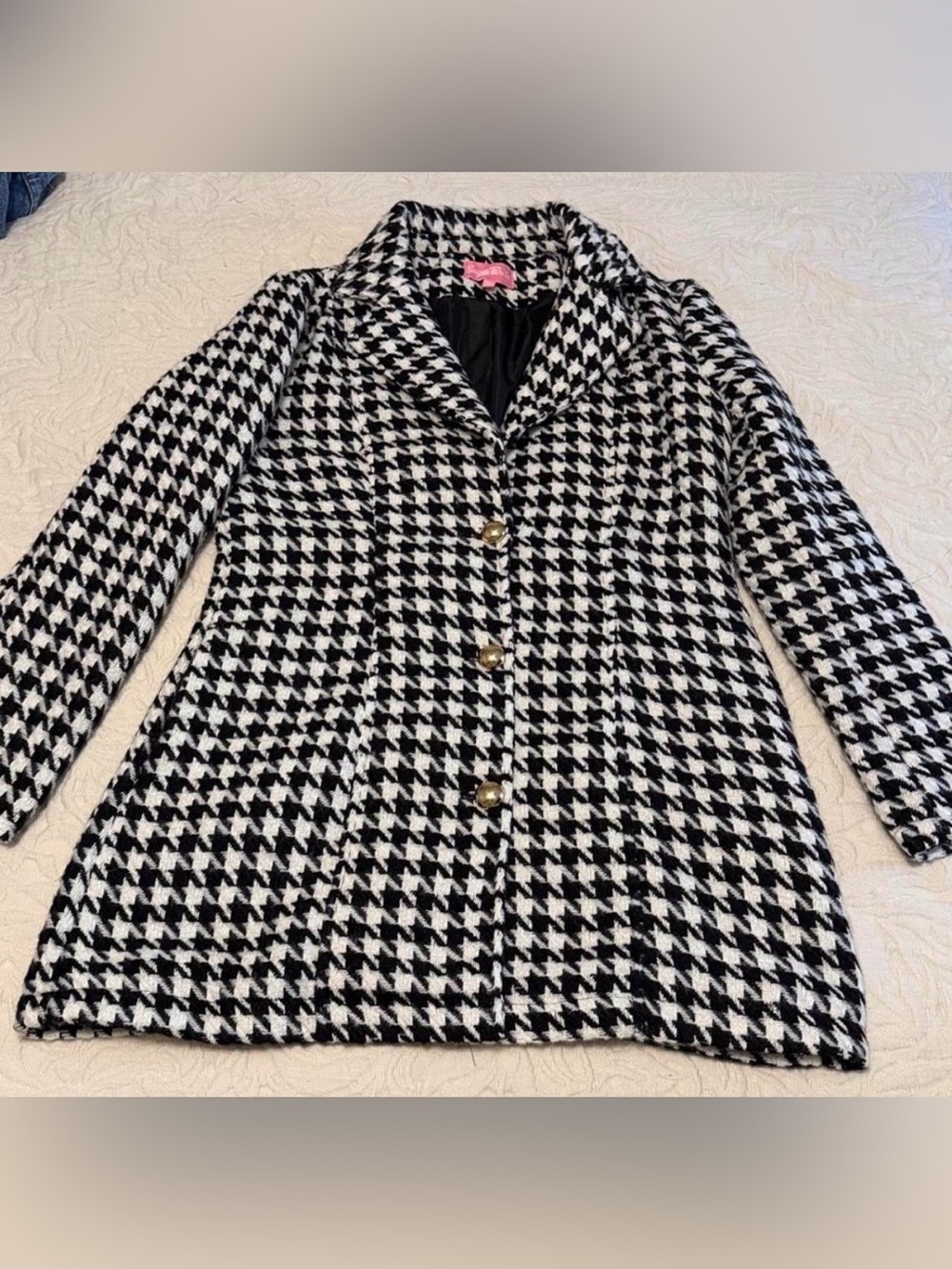 Sugar Thrillz black and white houndstooth coat M